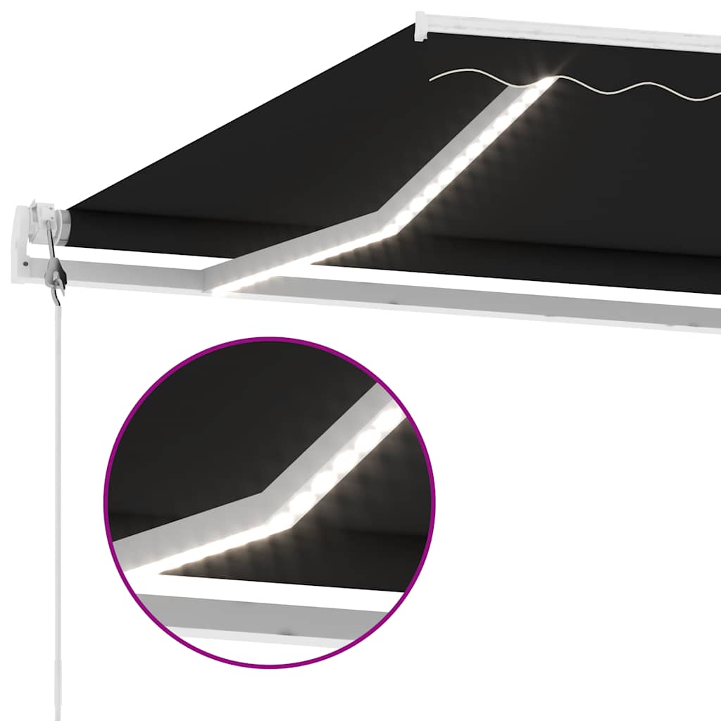 Automatisk markise med vindsensor og LED 500x300 cm antrasitt