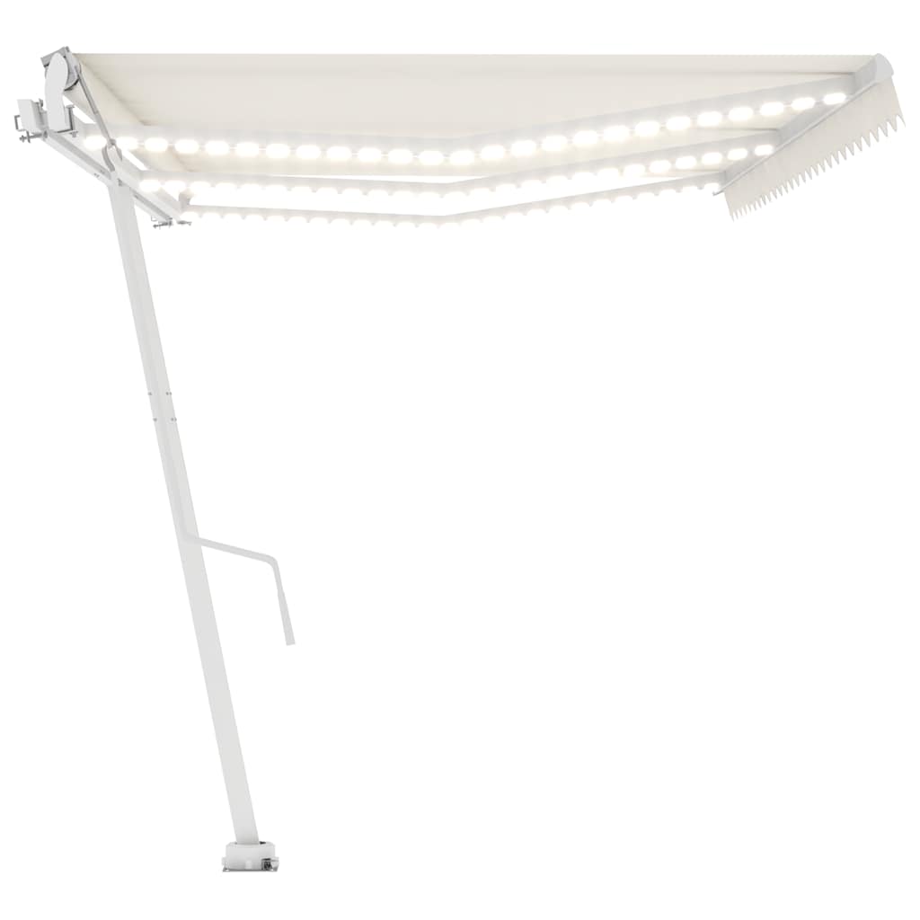 Automatisk markise med vindsensor og LED 600x300 cm kremhvit