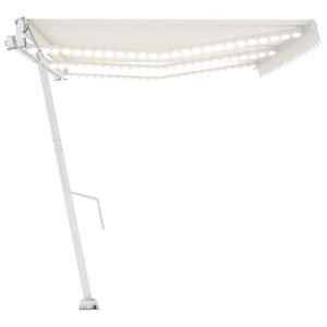 Automatisk markise med vindsensor og LED 600x300 cm kremhvit