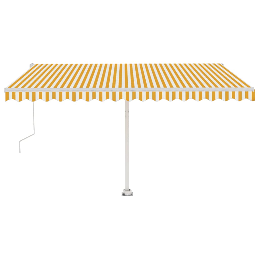 Automatisk markise med vindsensor og LED 400x350 cm gul og hvit