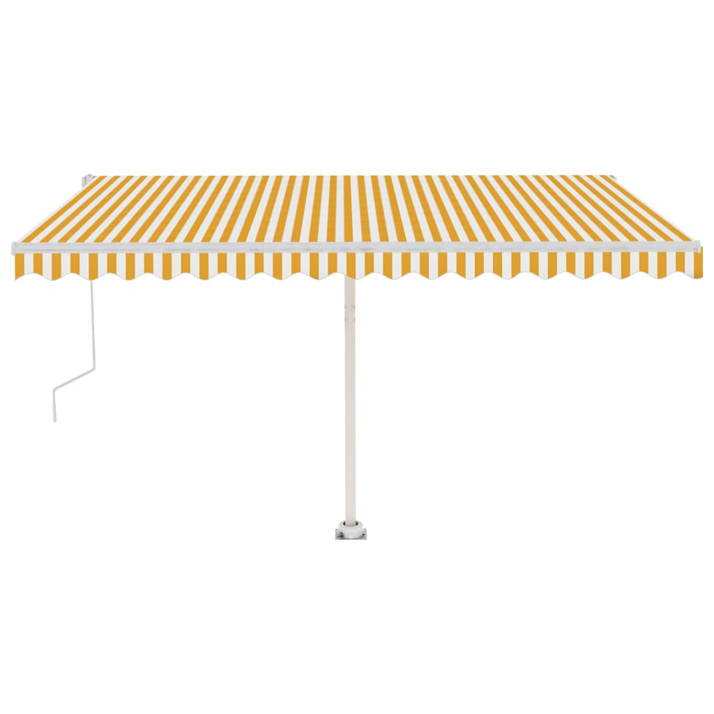 Automatisk markise med vindsensor og LED 450x350 cm gul og hvit
