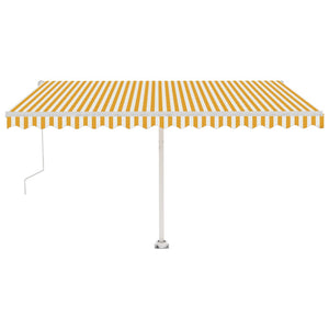 Automatisk markise med vindsensor og LED 450x350 cm gul og hvit
