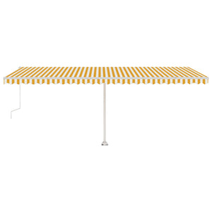 Automatisk markise med vindsensor og LED 600x350 cm gul og hvit