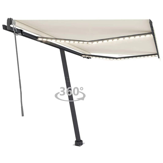 Automatisk markise med LED og vindsensor 300x250 cm kremhvit