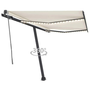 Automatisk markise med LED og vindsensor 300x250 cm kremhvit