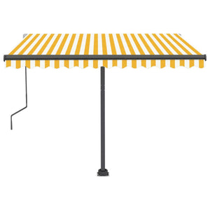 Automatisk markise med LED og vindsensor 300x250 cm gul og hvit