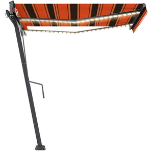 Automatisk markise med LED og vindsensor 300x250cm oransje/brun