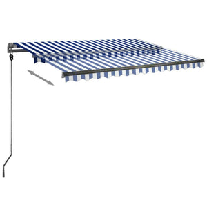 Automatisk markise med LED og vindsensor 350x250 cm blå og hvit