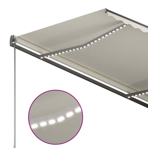 Automatisk markise med LED og vindsensor 350x250 cm kremhvit