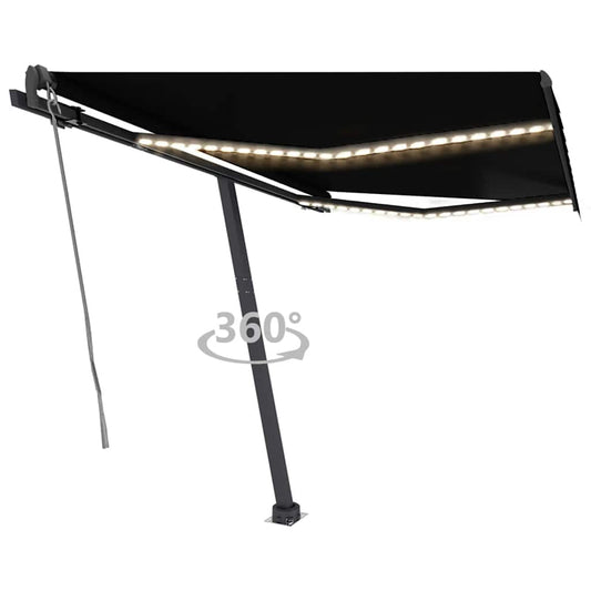 Automatisk markise med LED og vindsensor 350x250 cm antrasitt