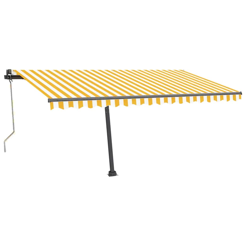 Automatisk markise med vindsensor og LED 400x300 cm gul/hvit