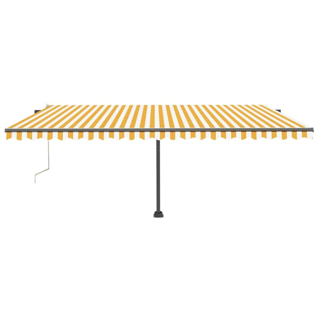 Automatisk markise med vindsensor og LED 500x300 cm gul/hvit
