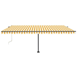 Automatisk markise med vindsensor og LED 500x300 cm gul/hvit