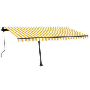 Automatisk markise med vindsensor og LED 400x350 cm gul/hvit