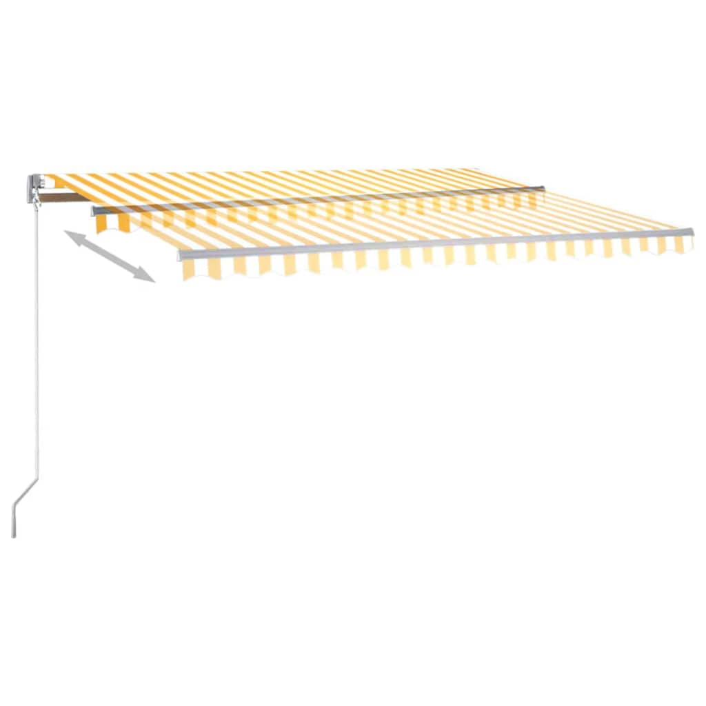 Automatisk markise med vindsensor og LED 400x350 cm gul/hvit