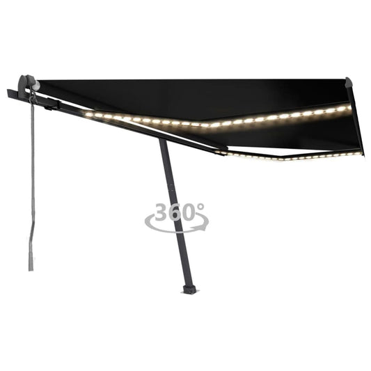 Automatisk markise med vindsensor og LED 400x350 cm antrasitt
