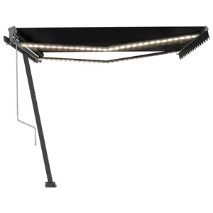 Automatisk markise med vindsensor og LED 400x350 cm antrasitt