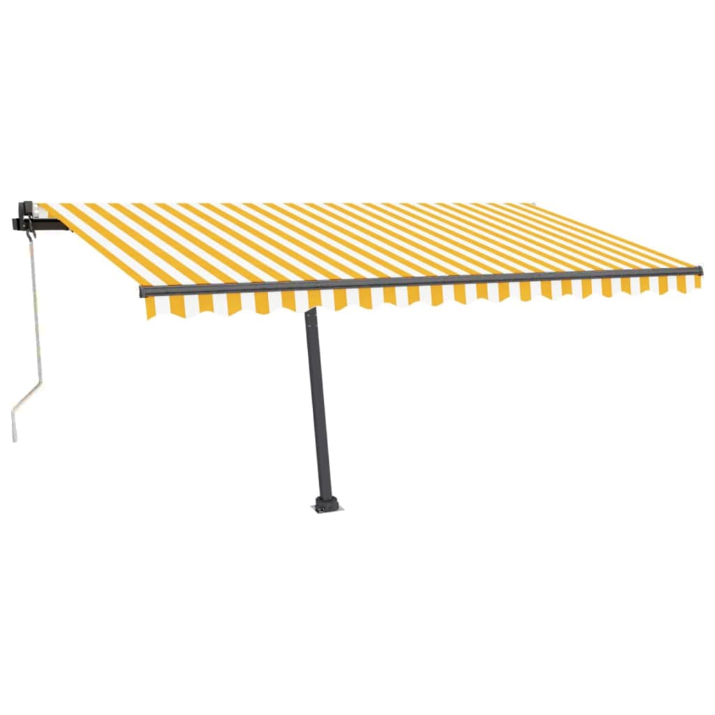Automatisk markise med vindsensor og LED 450x350 cm gul/hvit
