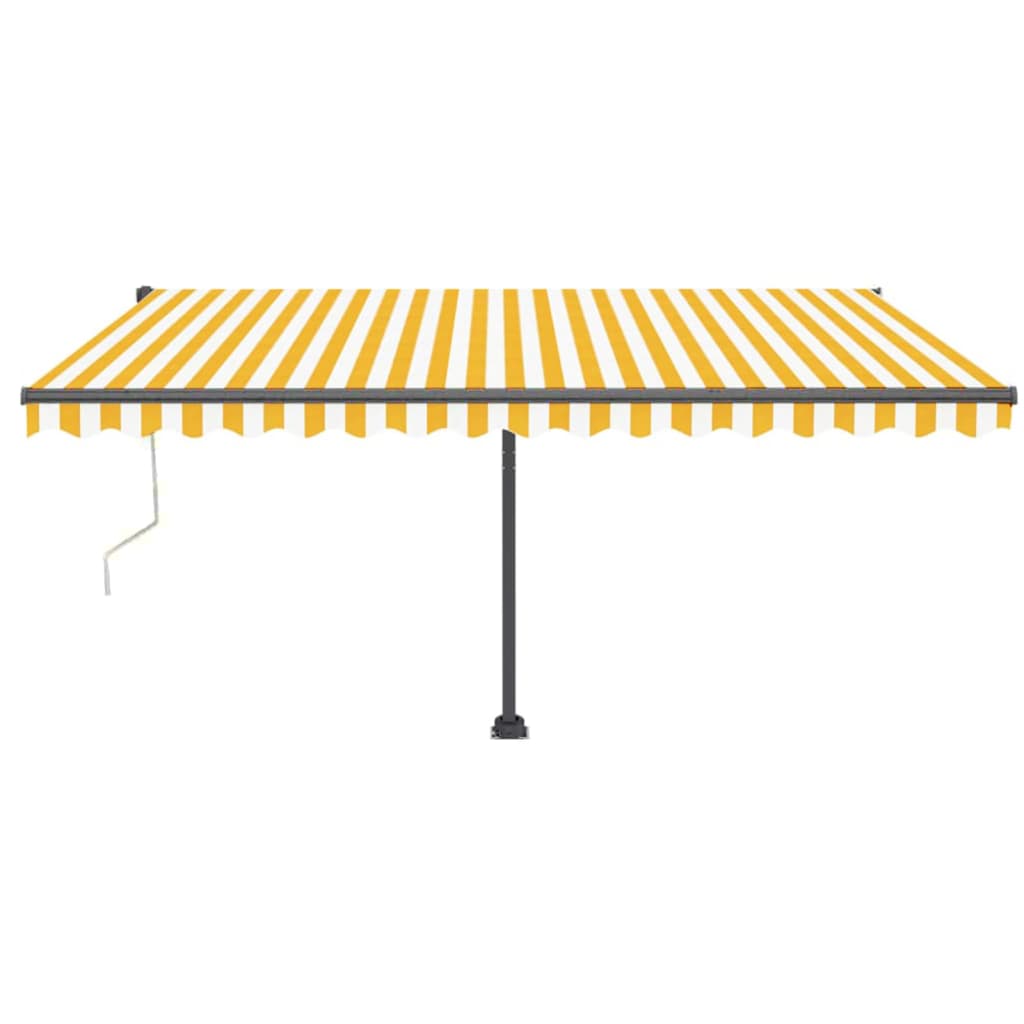 Automatisk markise med vindsensor og LED 450x350 cm gul/hvit