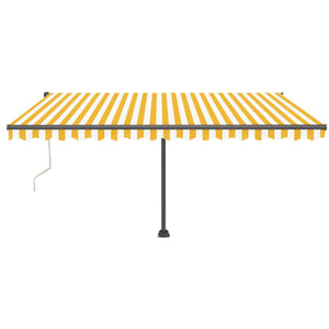 Automatisk markise med vindsensor og LED 450x350 cm gul/hvit
