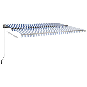 Automatisk markise med vindsensor og LED 500x350 cm blå og hvit