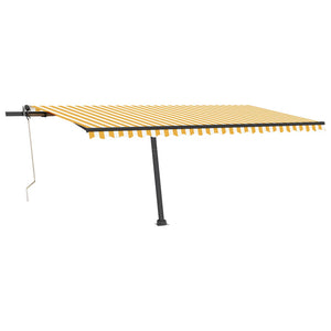 Automatisk markise med vindsensor og LED 500x350 cm gul/hvit