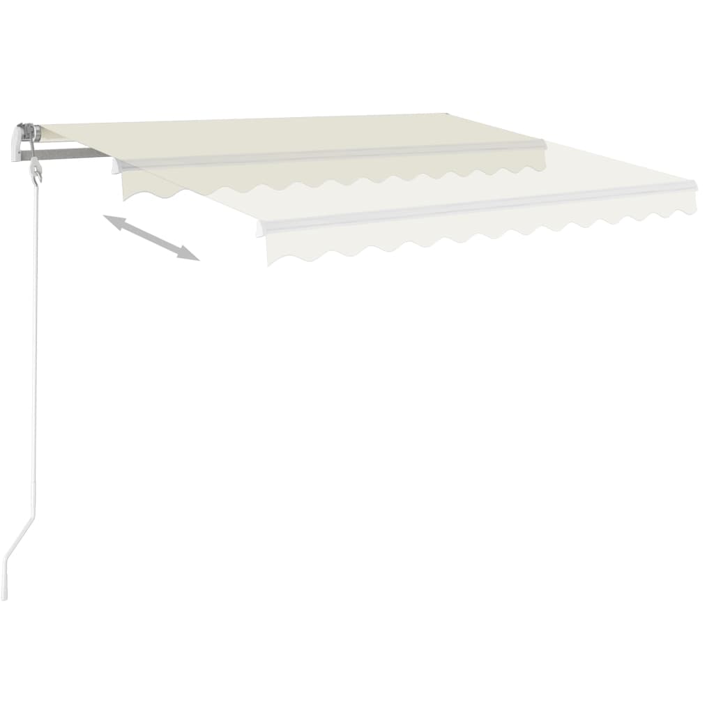 Manuell uttrekkbar markise med LED 3x2,5 m kremhvit