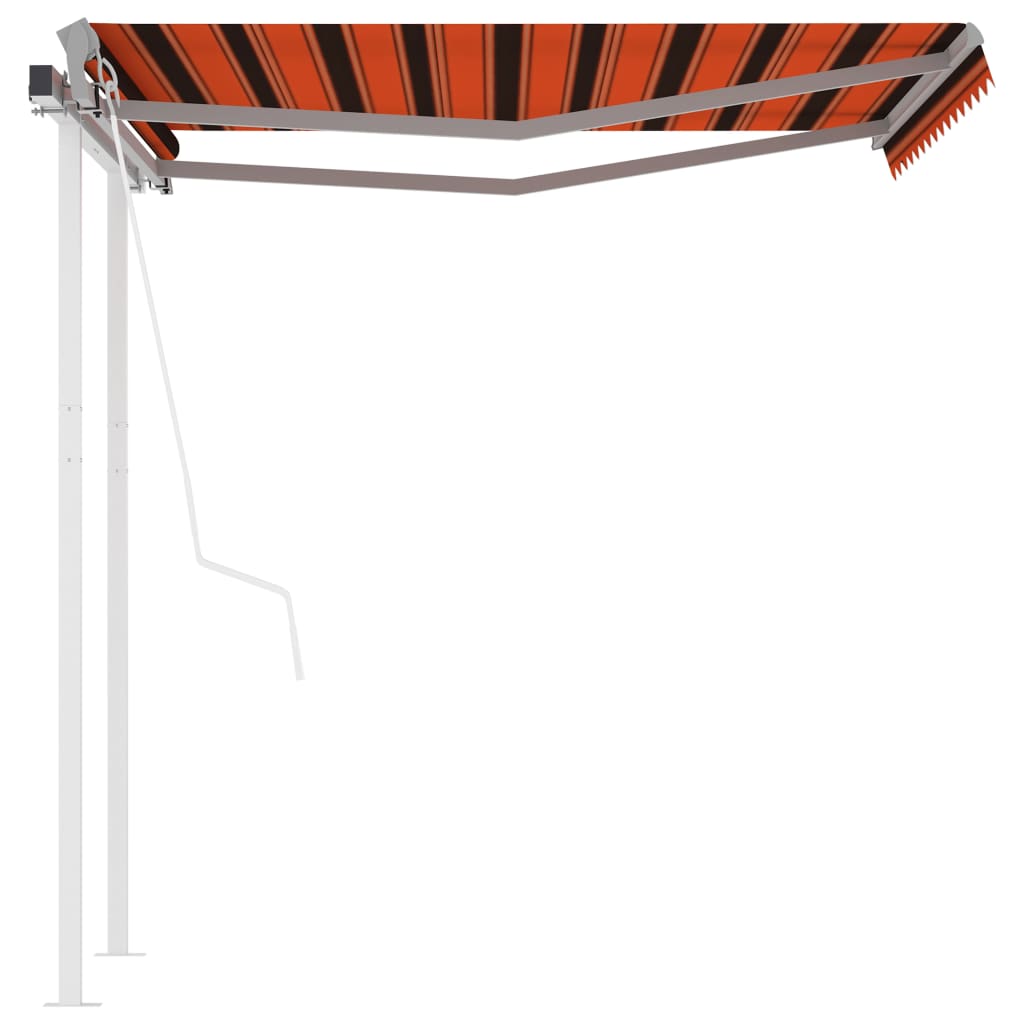Automatisk uttrekkbar markise med stolper 3x2,5 m oransje brun