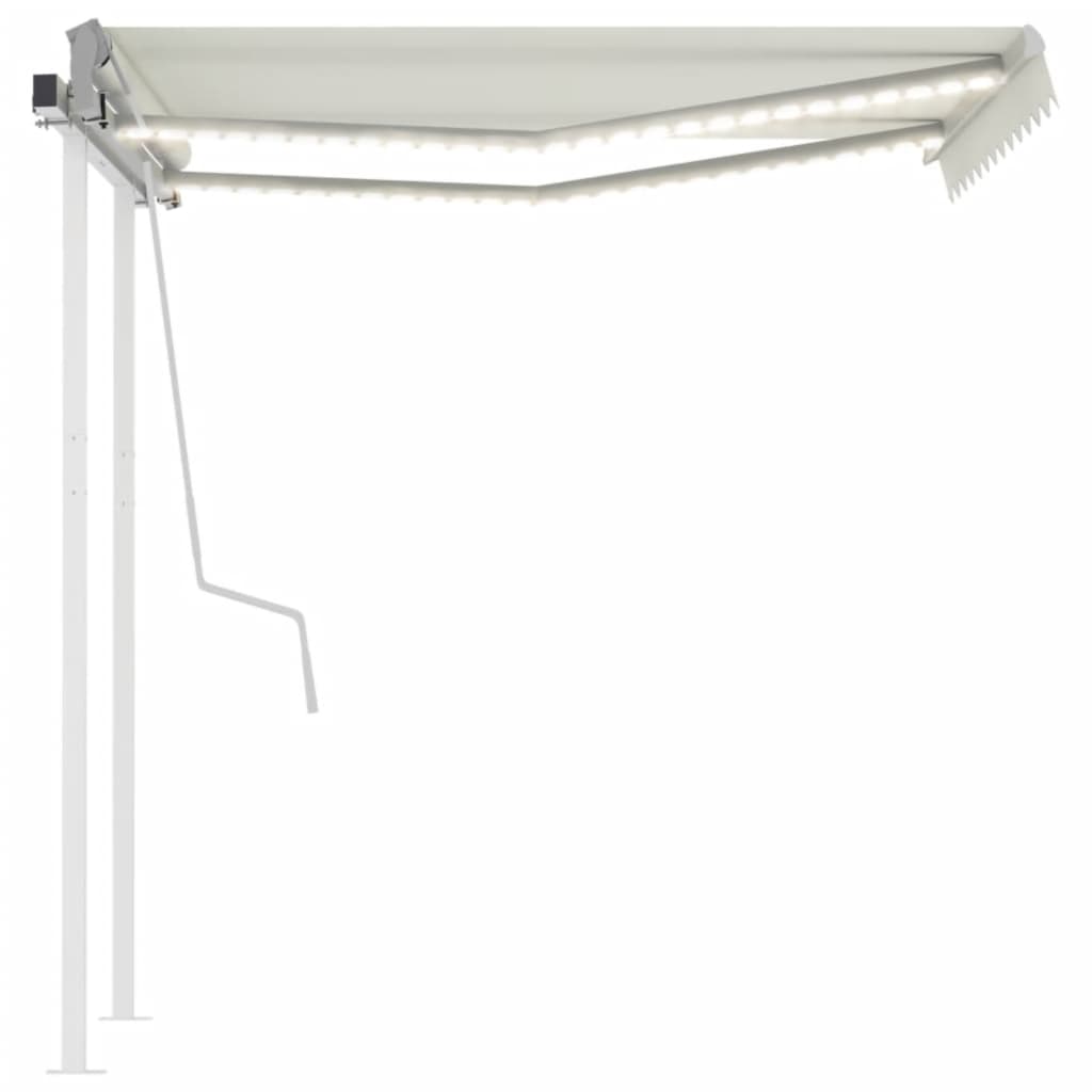 Manual retractable awning with LED 3.5x2.5 m cream white