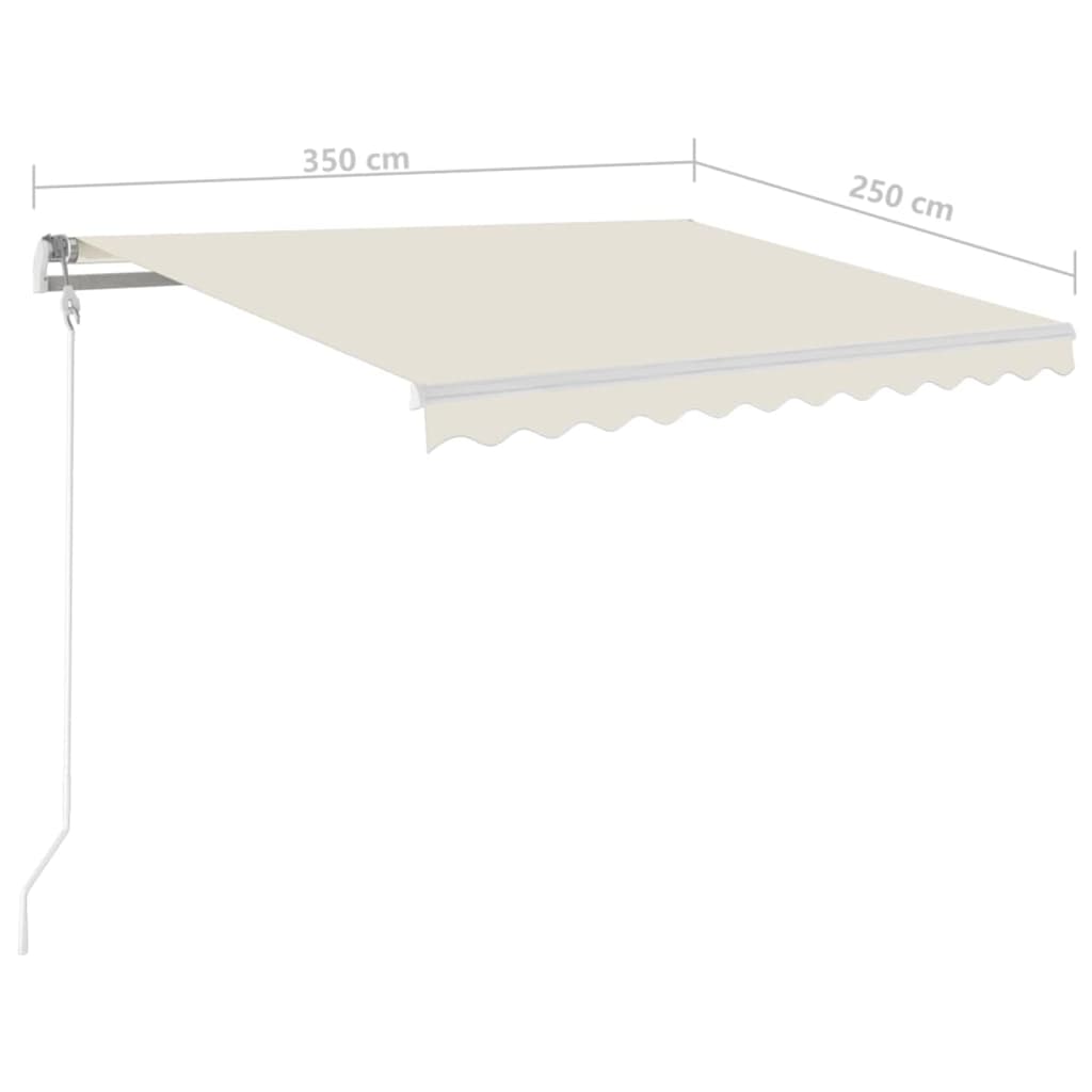 Manual retractable awning with LED 3.5x2.5 m cream white