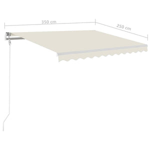 Manual retractable awning with LED 3.5x2.5 m cream white