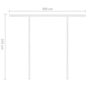 Manual retractable awning with LED 3.5x2.5 m cream white