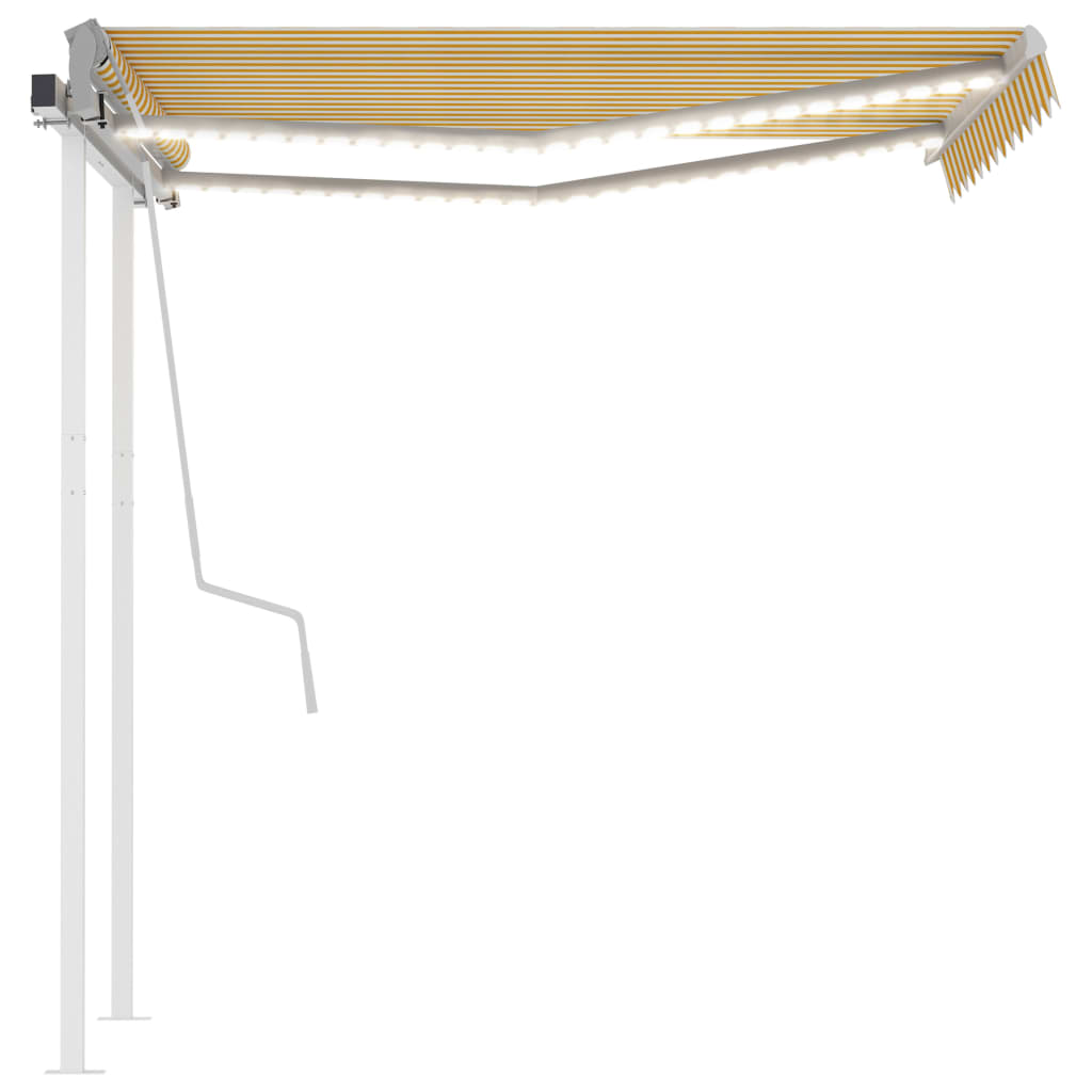 Manual retractable awning with LED 3.5x2.5 m yellow and white