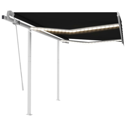 Manuell uttrekkbar markise med LED 3,5x2,5 m antrasitt