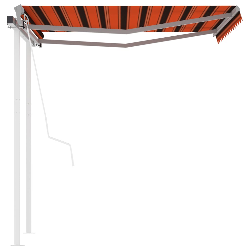 Automatisk uttrekkbar markise med stolper 3,5x2,5m oransje brun