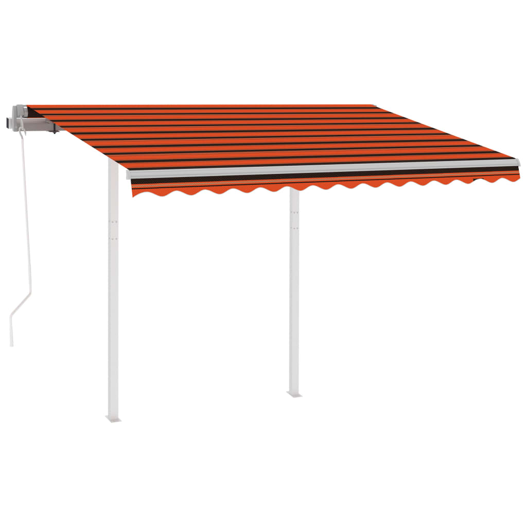 Automatisk uttrekkbar markise med stolper 3,5x2,5m oransje brun