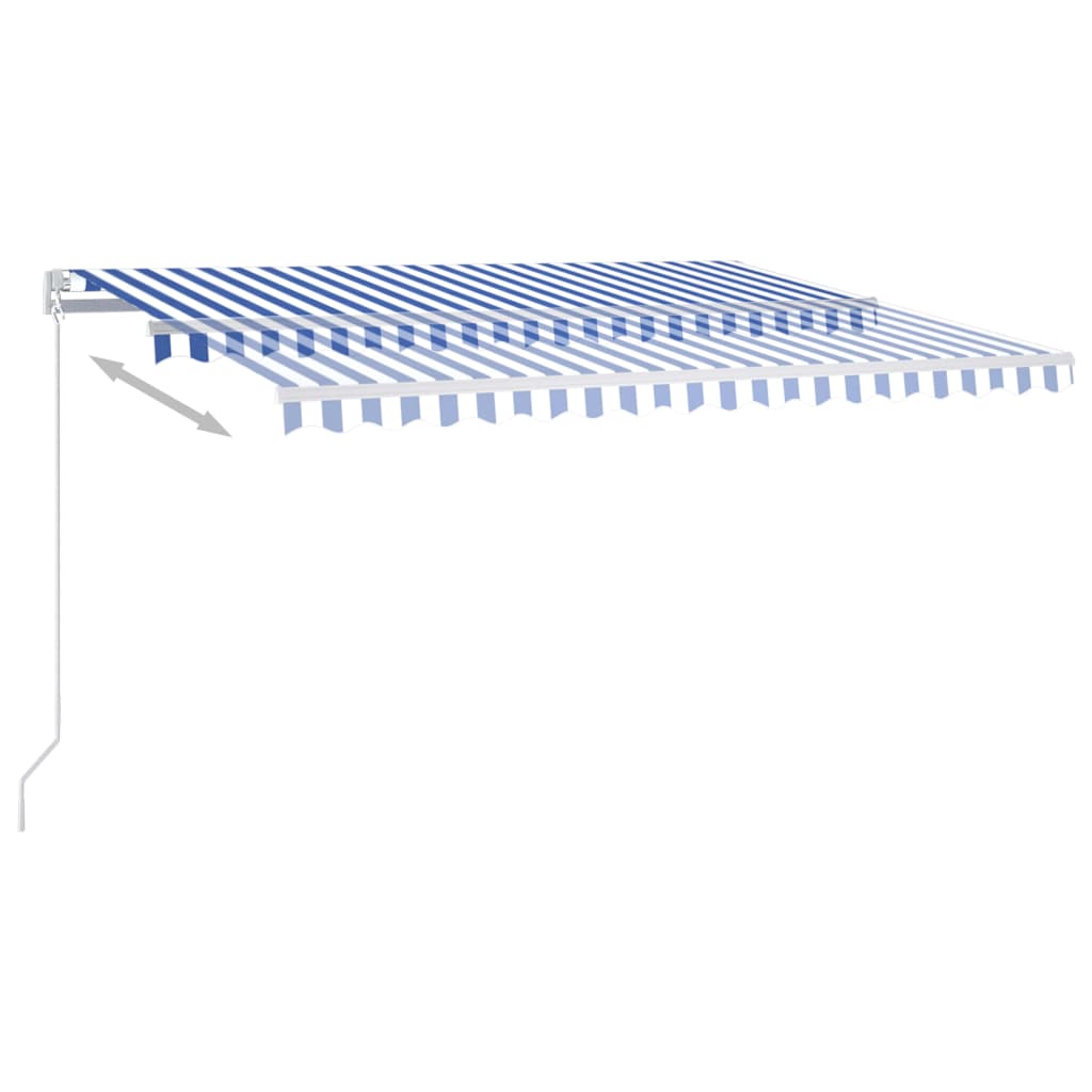 Automatisk markise med vindsensor og LED 4,5x3 m blå og hvit