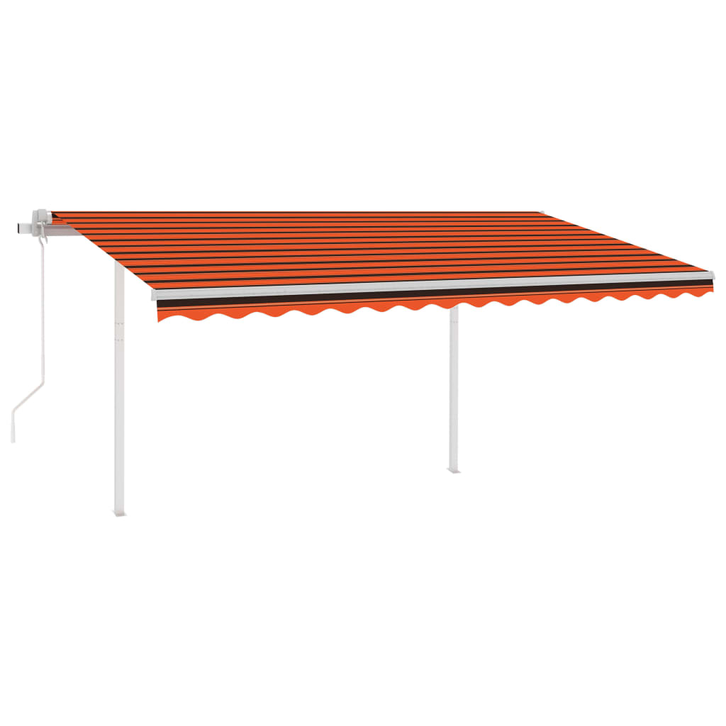 Automatisk uttrekkbar markise med stolper 4x3,5 m oransje brun