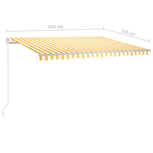 Manuell uttrekkbar markise med LED 4,5x3,5 m gul og hvit
