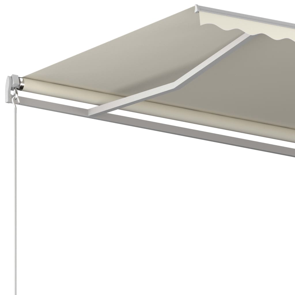 Automatisk uttrekkbar markise med stolper 4,5x3,5 m kremhvit