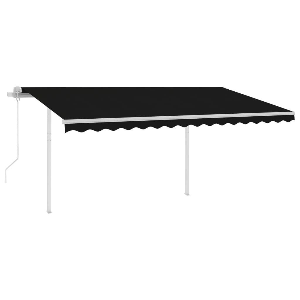 Automatisk uttrekkbar markise med stolper 4,5x3,5 m antrasitt