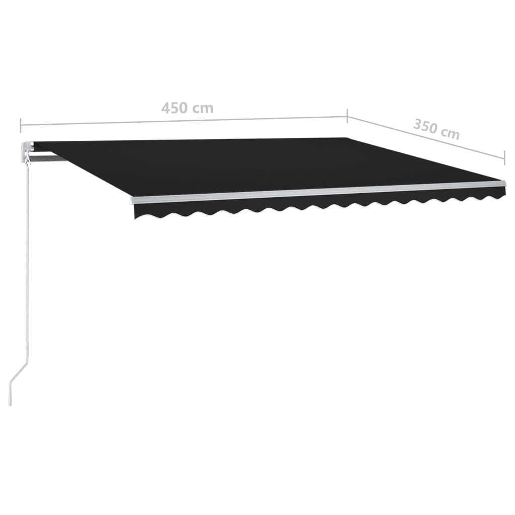 Automatisk uttrekkbar markise med stolper 4,5x3,5 m antrasitt