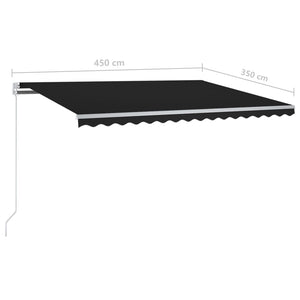 Automatisk uttrekkbar markise med stolper 4,5x3,5 m antrasitt
