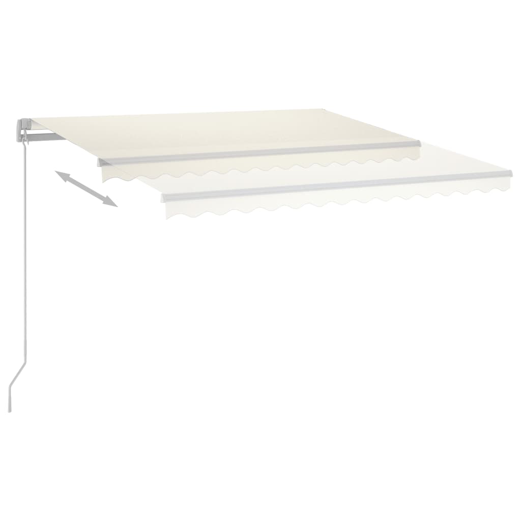 Automatisk markise med vindsensor og LED 4,5x3,5 m kremhvit