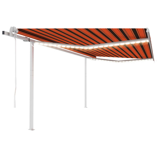 Automatisk markise med vindsensor og LED 4,5x3,5 m oransje brun