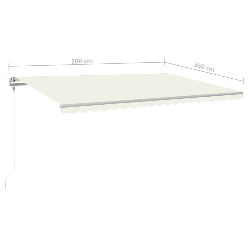 Manuell uttrekkbar markise med stolper 5x3,5 m kremhvit