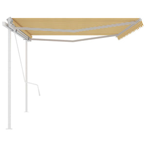 Automatic retractable awning with poles 5x3.5 m yellow and white