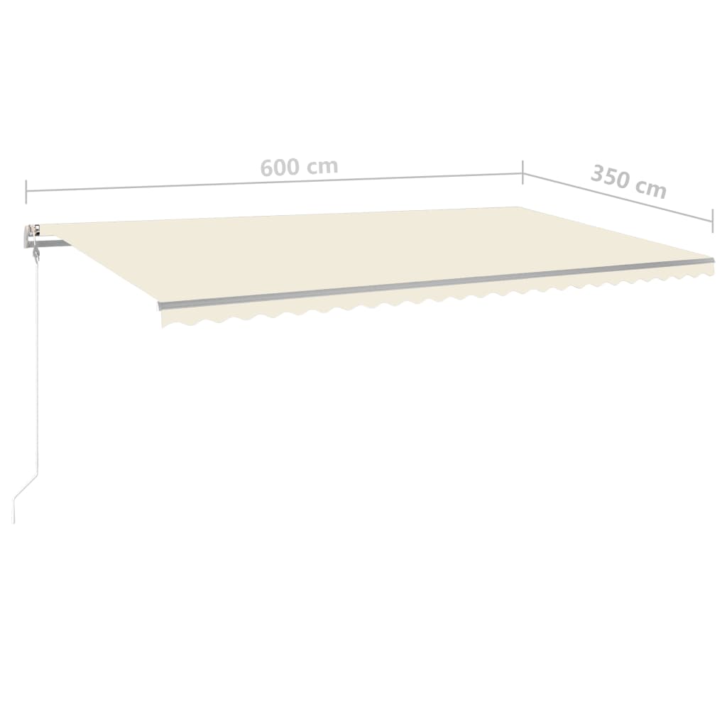Manuell uttrekkbar markise med stolper 6x3,5 m kremhvit