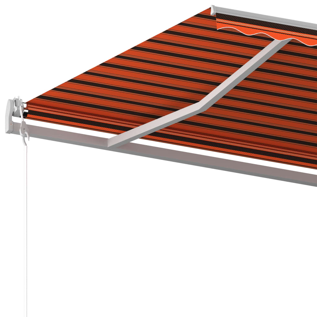 Manuell uttrekkbar markise med stolper 6x3,5 m oransje og brun
