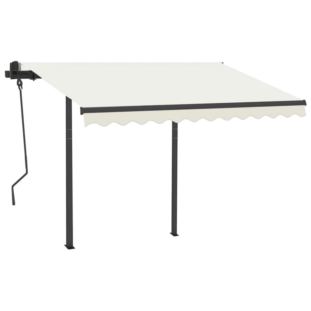 Automatisk markise med LED og vindsensor 3x2,5 cm kremhvit